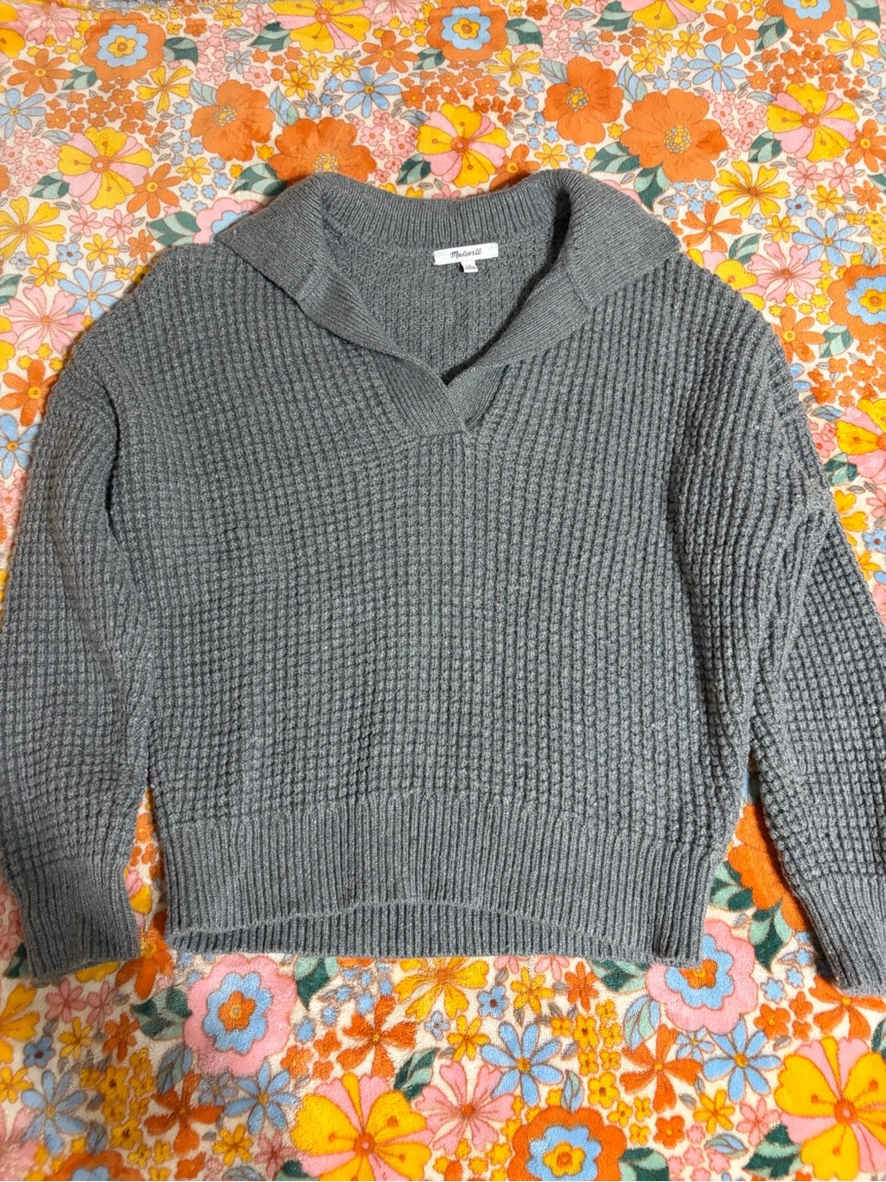 Madewell Grey Collared Knit Sweater